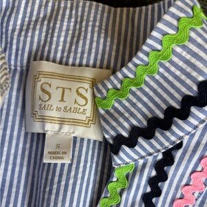 Sail to Sable Blue and White Striped Tunic with Neon Trim